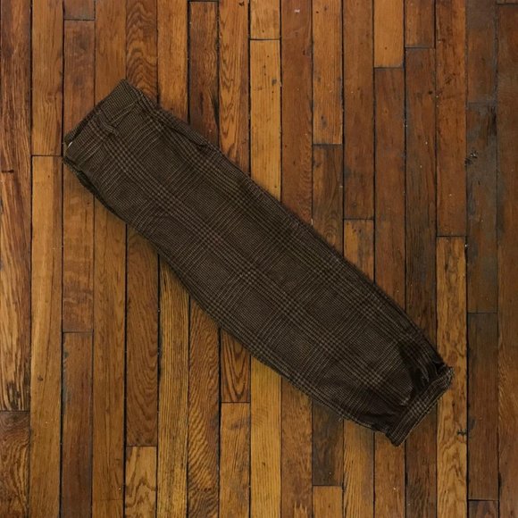 Max Mara Women Alpaca Llama Wool Brown Tan Plaid Houndstooth Pattern Capri Pants - Picture 2 of 4